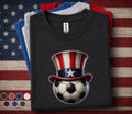 Patriotic Soccer Ball Shirt, Uncle Sam Hat Soccer Tee