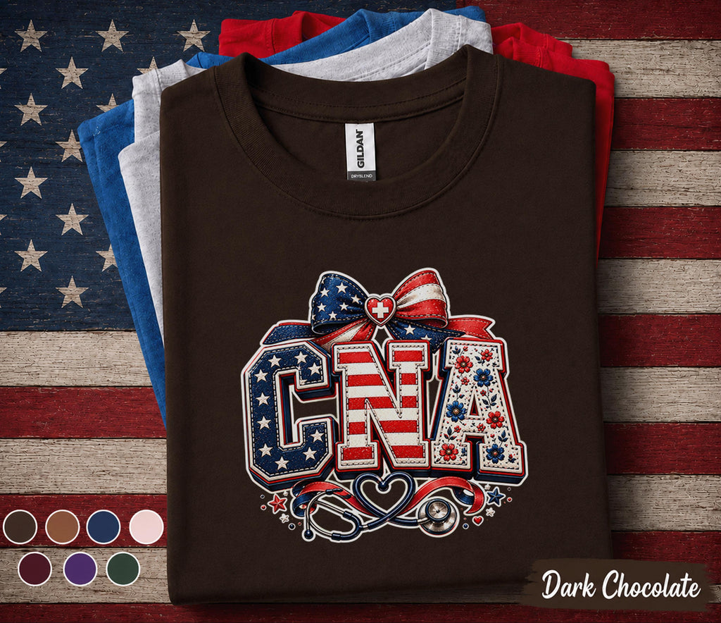 CNA Patriotic Nurse Shirt, Certified Nursing Assistant 4th Of July Tee, American Flag Healthcare Worker Independence Day Gift Forth of July