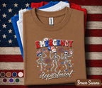 Emergency Department 4th Of July Shirt, Funny ER Nurse Skeleton Tee, Patriotic Emergency Room Staff Shirt, Independence Gift Forth of July
