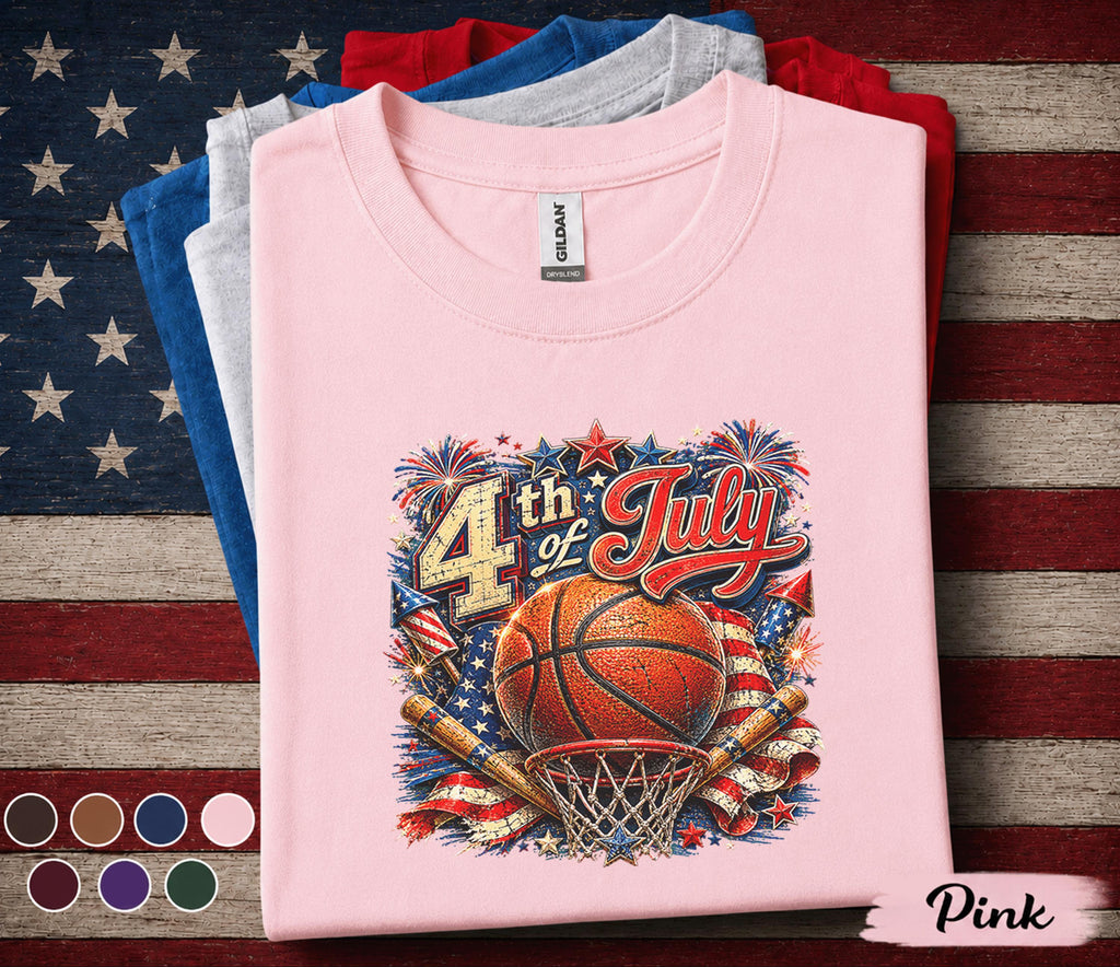 4th Of July Basketball Shirt, Patriotic Basketball Tee, USA Flag Sports Shirt, Forth of July Hoops Fan Gift, American Basketball Top