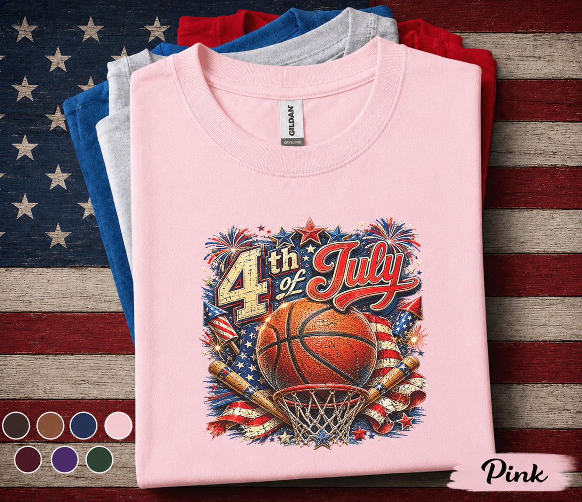 4th Of July Basketball Shirt, Patriotic Basketball Tee, USA Flag Sports Shirt, Forth of July Hoops Fan Gift, American Basketball Top