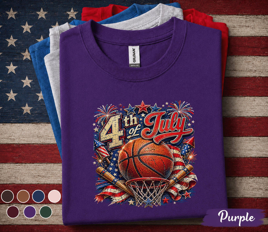 4th Of July Basketball Shirt, Patriotic Basketball Tee, USA Flag Sports Shirt, Forth of July Hoops Fan Gift, American Basketball Top