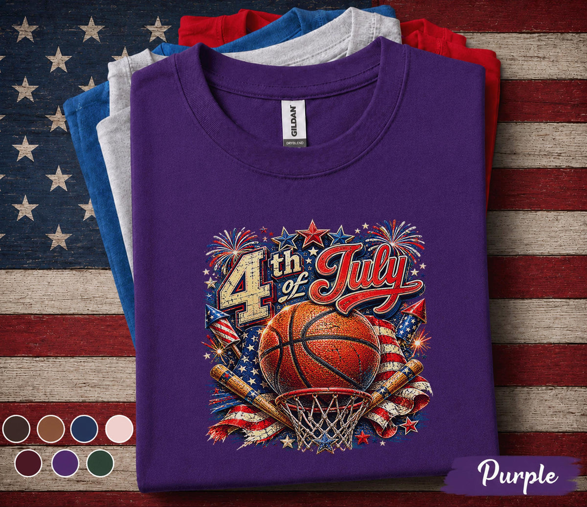 4th Of July Basketball Shirt, Patriotic Basketball Tee, USA Flag Sports Shirt, Forth of July Hoops Fan Gift, American Basketball Top
