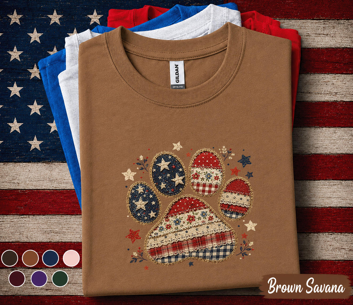 Patriotic Paw Print Shirt, 4th Of July Dog Lover Tee, American Flag Paw Print Shirt, USA Pet Mom Gift, Forth of July Puppy Lover Top