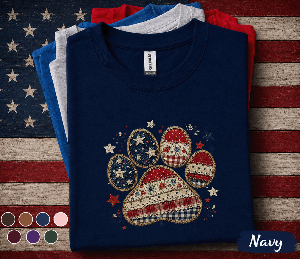 Patriotic Paw Print Shirt, 4th Of July Dog Lover Tee, American Flag Paw Print Shirt, USA Pet Mom Gift, Forth of July Puppy Lover Top