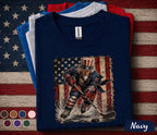 Uncle Sam Hockey Shirt, Patriotic Hockey Player Tee, American Flag Hockey Shirt, 4th Of July Sports Fan Independence Day Gift Forth of July