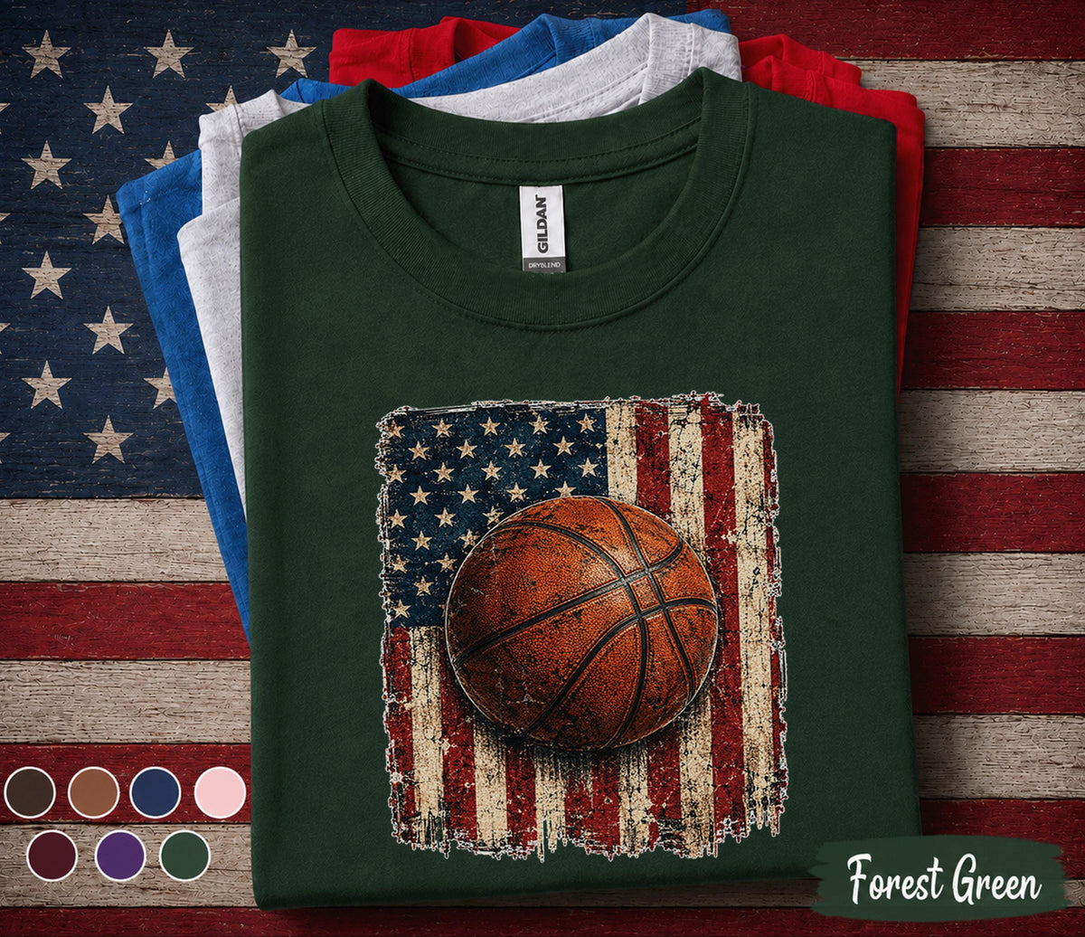 Patriotic Basketball Shirt, American Flag Basketball Tee, 4th Of July Basketball Player Shirt, USA Sports Fan Forth of July Gift