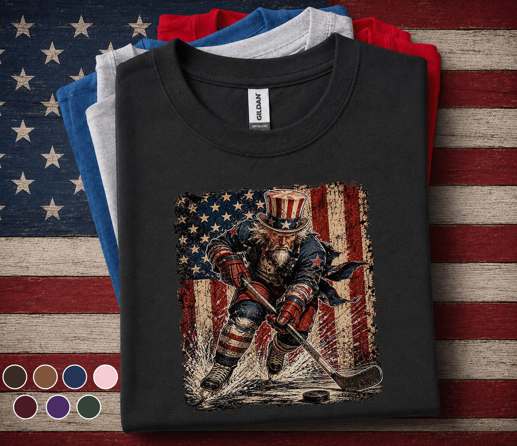 Uncle Sam Hockey Shirt, Patriotic Hockey Player Tee