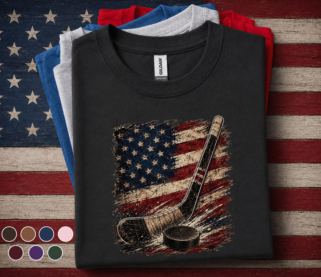 Patriotic Hockey Shirt, American Flag Hockey Tee