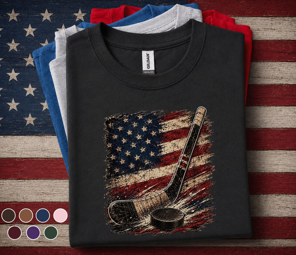 Patriotic Hockey Shirt, American Flag Hockey Tee