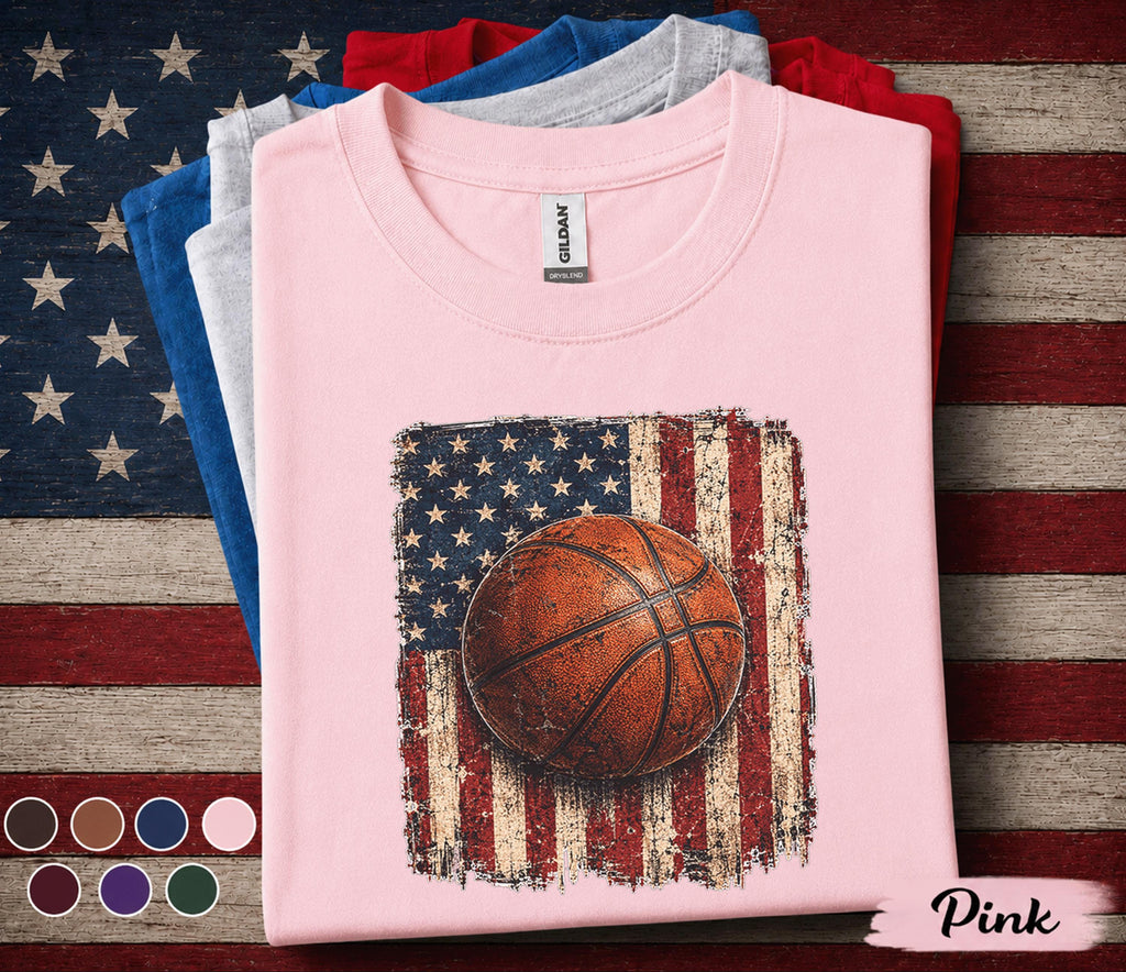 Patriotic Basketball Shirt, American Flag Basketball Tee, 4th Of July Basketball Player Shirt, USA Sports Fan Forth of July Gift