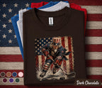 Uncle Sam Hockey Shirt, Patriotic Hockey Player Tee, American Flag Hockey Shirt, 4th Of July Sports Fan Independence Day Gift Forth of July