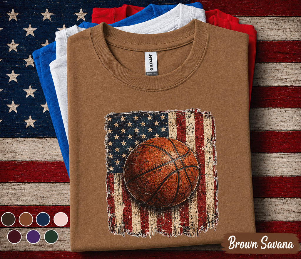 Patriotic Basketball Shirt, American Flag Basketball Tee, 4th Of July Basketball Player Shirt, USA Sports Fan Forth of July Gift
