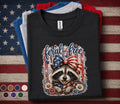 Feral But Free Raccoon Shirt Patriotic Raccoon Tee 4th Of July Animal Shirt American Bow Independence Day USA Freedom...