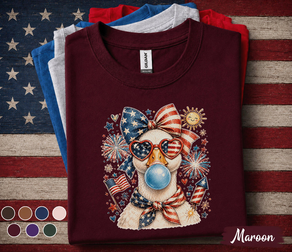 Patriotic Goose Shirt Funny 4th Of July Goose Tee American Flag Goose Shirt Independence Day Waterfowl Gift Red White Blue USA Forth of July