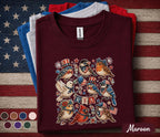 Patriotic Birds Shirt USA Bird Lover Tee American Flag Songbirds 4th of July Shirt Independence Day Gift Americana Bird Tee Forth of July