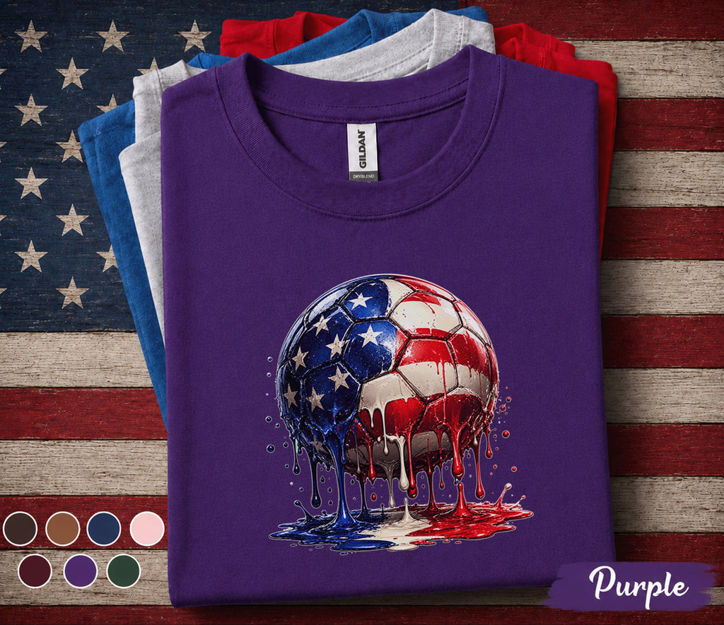4th of July Soccer Shirt Kids Youth Boy, Patriotic Soccer Ball Tee, American Flag Football Graphic, USA Forth of July Shirt, Soccer Fan Gift