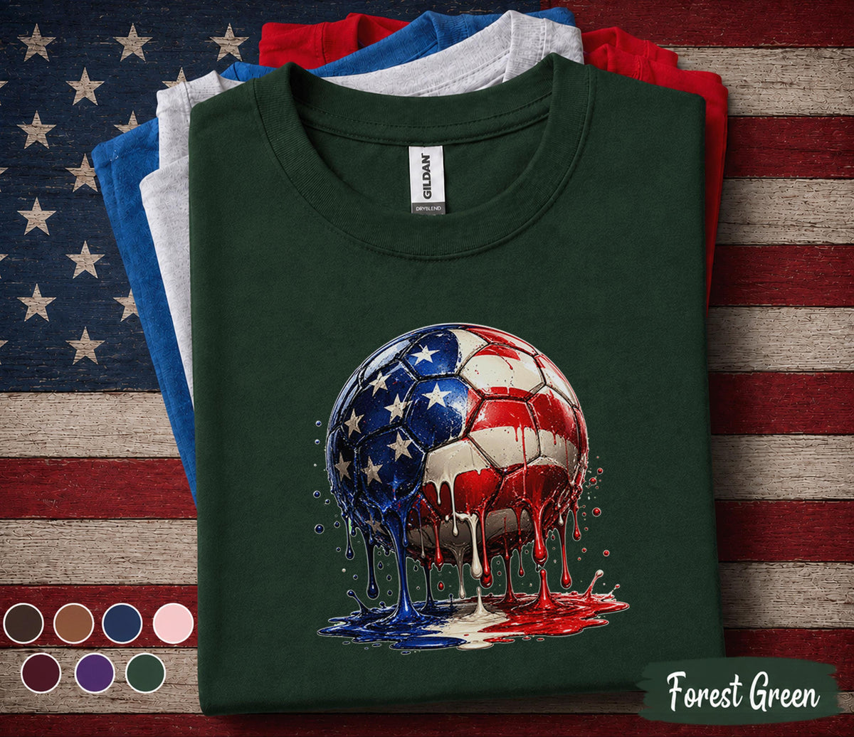4th of July Soccer Shirt Kids Youth Boy, Patriotic Soccer Ball Tee, American Flag Football Graphic, USA Forth of July Shirt, Soccer Fan Gift