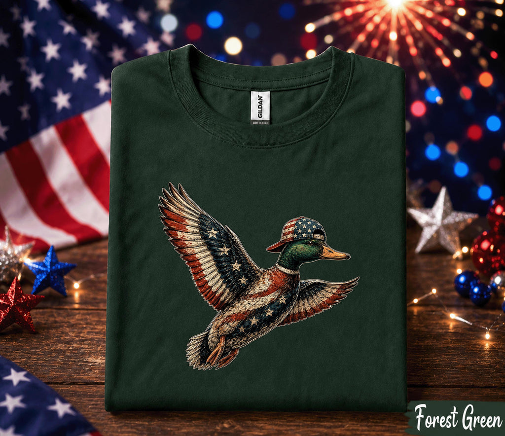 4th of July Duck Shirt, Patriotic Mallard Duck Tee, American Flag Waterfowl Forth of July Shirt, Independence Day Hunting Gift, USA Duck Tee