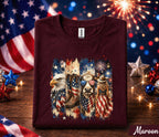 4th of July Western Shirt, Patriotic Cowgirl Eagle Tee, American Flag Highland Cow Forth of July, Independence Day Country USA Shirt Gift