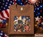 4th of July Western Shirt, Patriotic Cowgirl Eagle Tee, American Flag Highland Cow Forth of July, Independence Day Country USA Shirt Gift