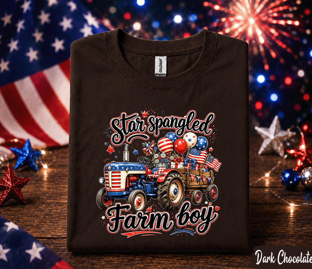 4th of July Farm Boy Shirt, Star Spangled Farm Boy Tee, Patriotic Tractor Forth of July Shirt, American Farmer Independence Day Gift USA
