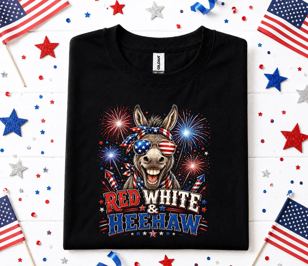 4th of July Donkey Shirt, Red White and Heehaw Tee