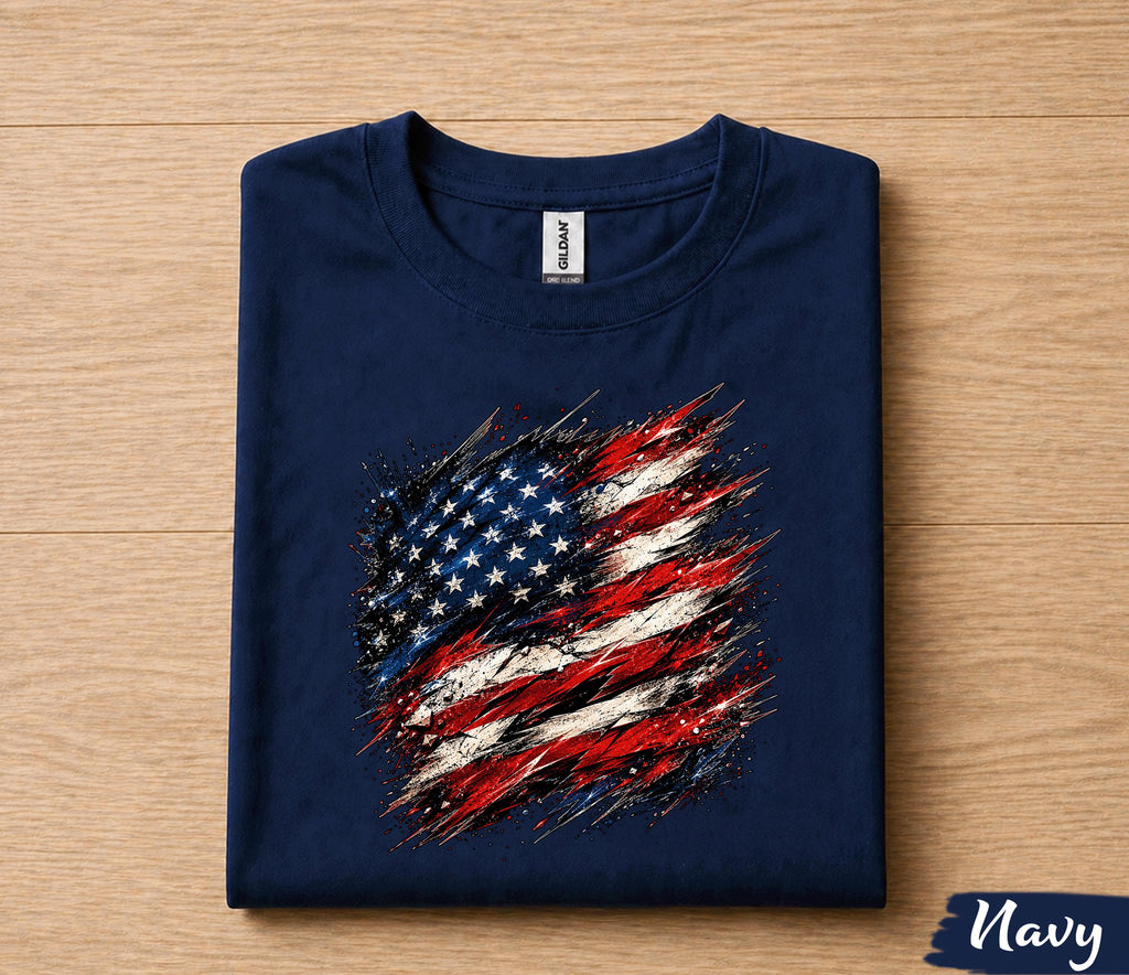4th of July American Flag Shirt, Patriotic USA Flag Tee, Distressed Stars Stripes Forth of July Top, Independence Day Freedom Shirt