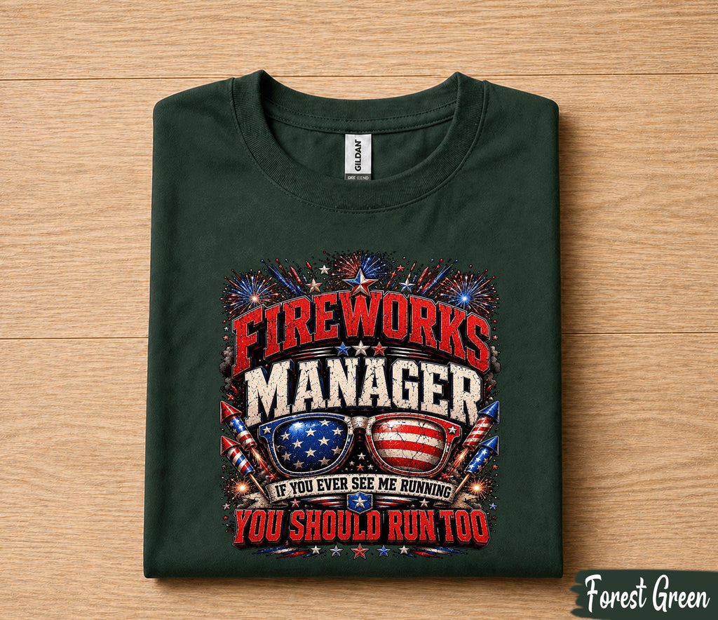 Fireworks Manager Shirt, Funny 4th of July Tee, If You See Me Running You Should Run Too Shirt, Patriotic Independence USA Forth of July Tee