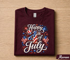 Happy 4th of July Shirt, Patriotic Independence Day T-Shirt, USA Flag Fireworks Tee, American Holiday Gift for Men Women Forth of July
