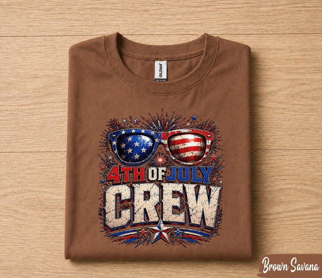4th of July Crew Shirt, Patriotic American Flag Sunglasses Tee, Independence Day Fireworks Forth of July T-Shirt, USA Party Outfit