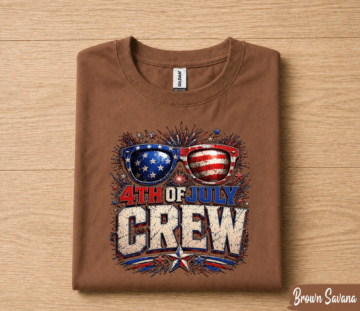 4th of July Crew Shirt, Patriotic American Flag Sunglasses Tee, Independence Day Fireworks Forth of July T-Shirt, USA Party Outfit
