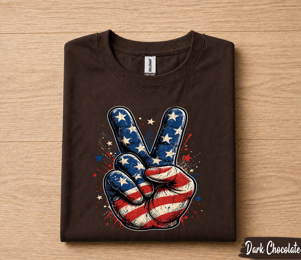 Patriotic Peace Sign 4th of July Shirt, American Flag Hand Forth of July Tee, Independence Day USA Pride T-Shirt, Freedom Party Outfit