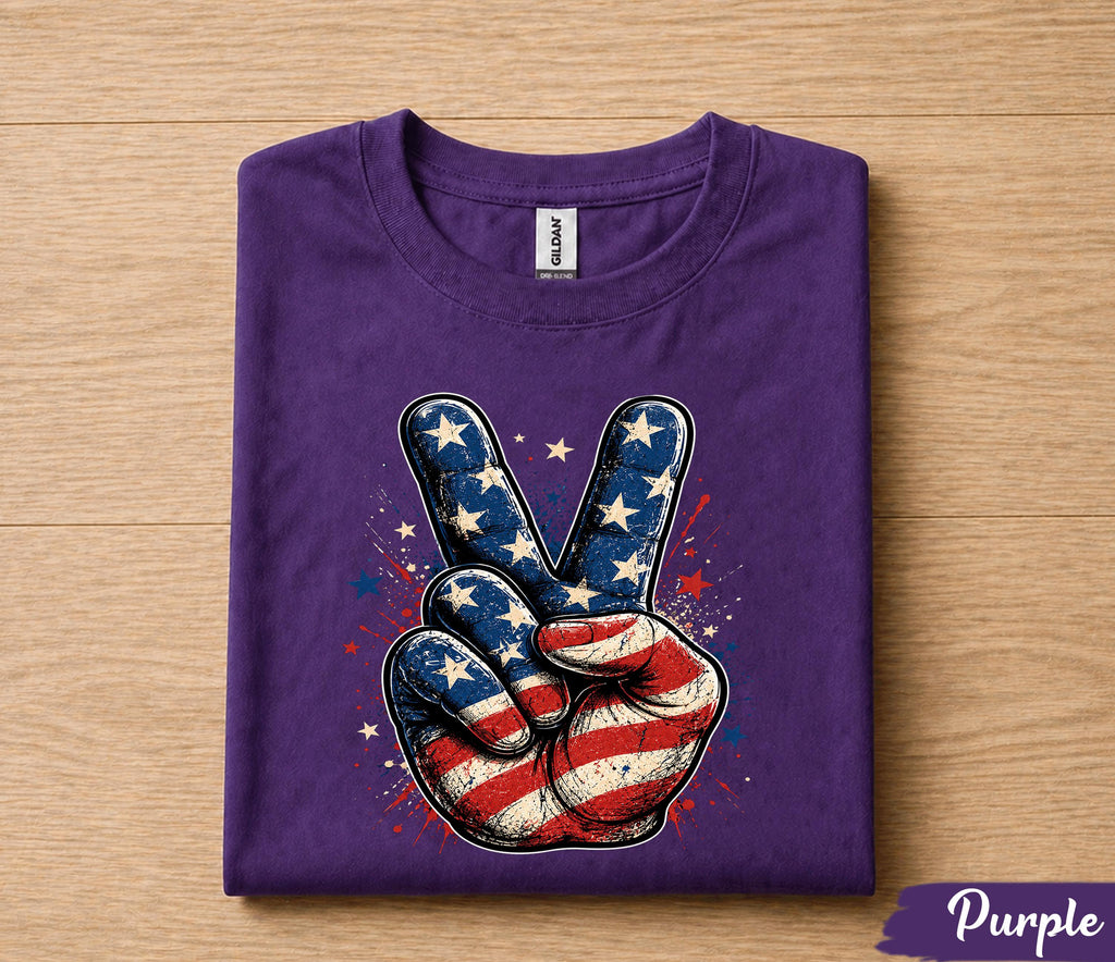 Patriotic Peace Sign 4th of July Shirt, American Flag Hand Forth of July Tee, Independence Day USA Pride T-Shirt, Freedom Party Outfit