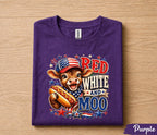 Red White and Moo 4th of July Shirt, Patriotic Cow Independence Day Tee, Funny American Farm Animal T-Shirt, USA Holiday Gift Forth of July