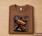 Bigfoot 4th of July Shirt, Patriotic Sasquatch Fireworks Tee, American Flag Rocket Independence Day T-Shirt, Funny USA Gift Forth of July