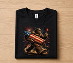 Bigfoot 4th of July Shirt, Patriotic Sasquatch Fireworks Tee