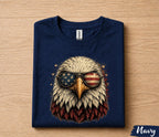 Patriotic Bald Eagle 4th of July Shirt, American Flag Sunglasses Tee, USA Independence Day T-Shirt, Freedom Pride Gift Forth of July