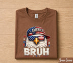 America Bruh 4th of July Shirt, Funny Patriotic Eagle Tee, USA Flag Sunglasses Independence Day T-Shirt, American Freedom Gift Forth of July