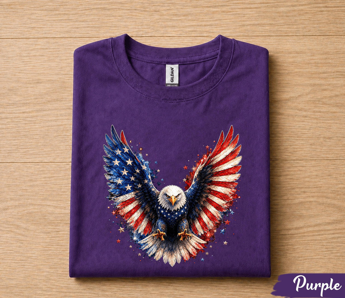 Patriotic Bald Eagle 4th of July Shirt, American Flag Wings Independence Day Tee, USA Freedom T-Shirt, Patriotic Gift Forth of July