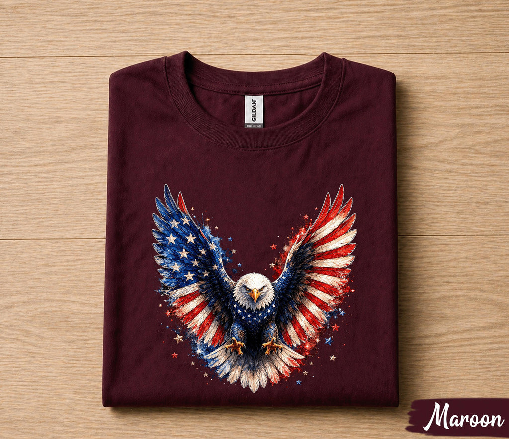 Patriotic Bald Eagle 4th of July Shirt, American Flag Wings Independence Day Tee, USA Freedom T-Shirt, Patriotic Gift Forth of July