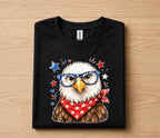 Cute Patriotic Eagle 4th of July Shirt, American Flag Glasses Bald Eagle Tee