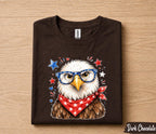 Cute Patriotic Eagle 4th of July Shirt, American Flag Glasses Bald Eagle Tee, Independence Day USA Women  T-Shirt Gift Forth of July