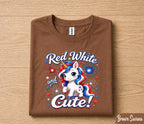 Red White and Cute Unicorn 4th of July Shirt, Patriotic Unicorn Independence Day Tee, Fireworks USA Party T-Shirt for Girls Forth of July