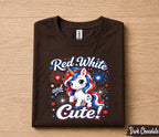 Red White and Cute Unicorn 4th of July Shirt, Patriotic Unicorn Independence Day Tee, Fireworks USA Party T-Shirt for Girls Forth of July