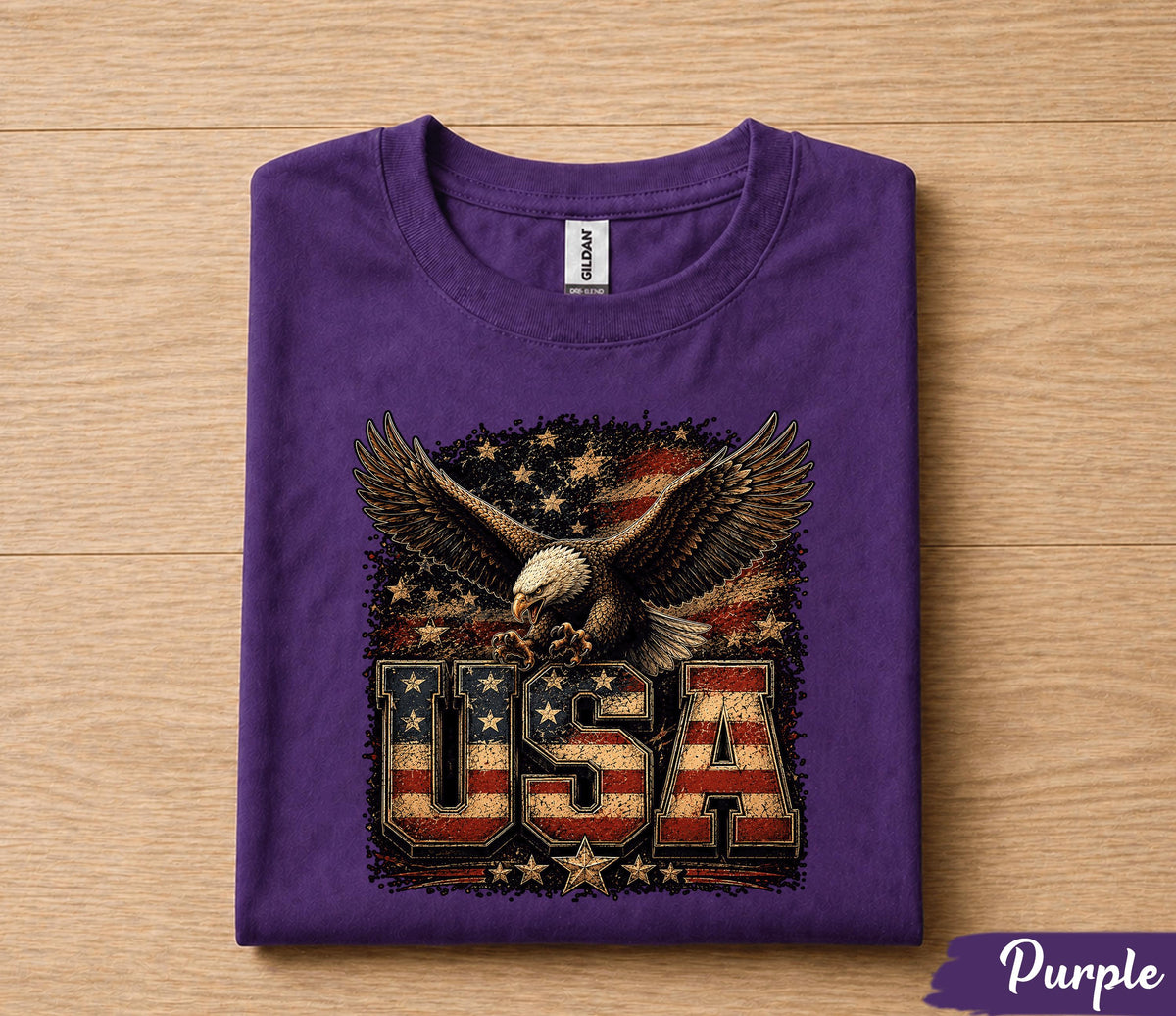 USA Eagle 4th of July Shirt, Patriotic American Flag Bald Eagle Tee, Independence Day Freedom T-Shirt, Vintage USA Pride Gift Forth of July