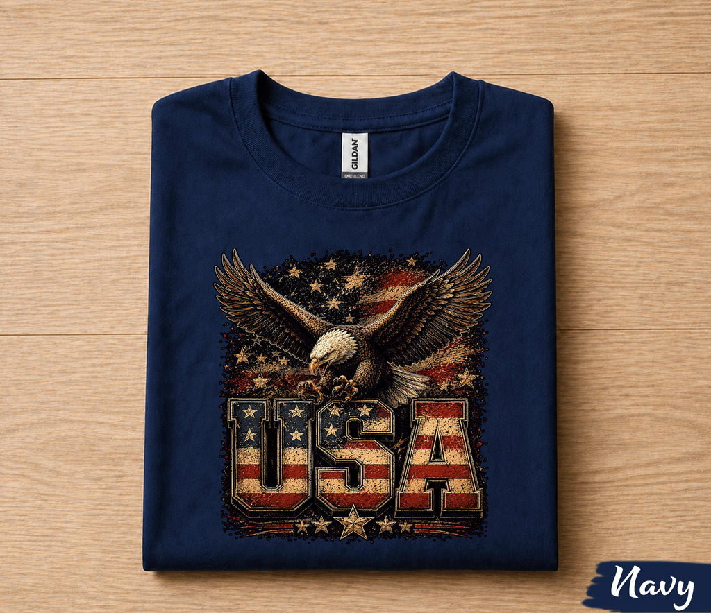 USA Eagle 4th of July Shirt, Patriotic American Flag Bald Eagle Tee, Independence Day Freedom T-Shirt, Vintage USA Pride Gift Forth of July