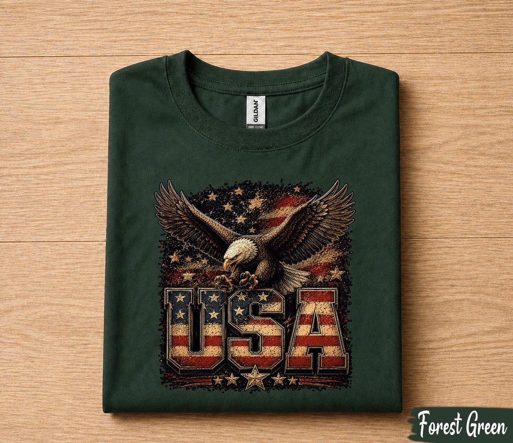 USA Eagle 4th of July Shirt, Patriotic American Flag Bald Eagle Tee, Independence Day Freedom T-Shirt, Vintage USA Pride Gift Forth of July