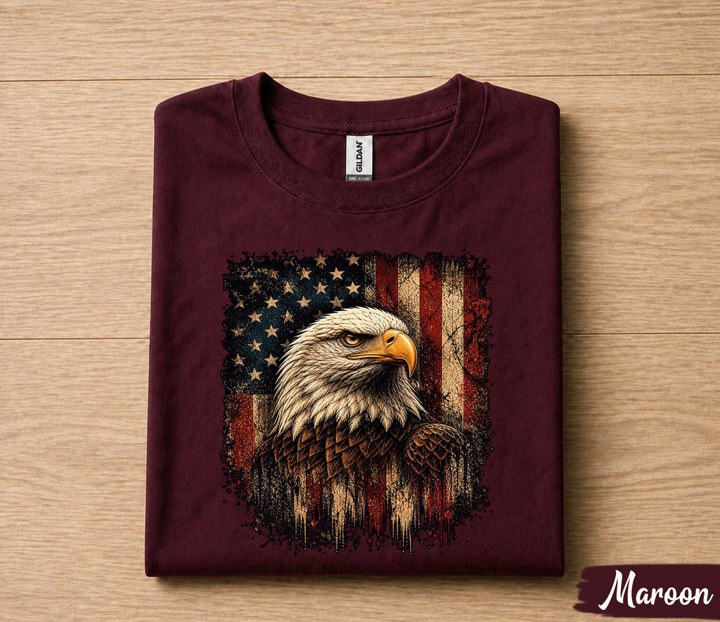 Patriotic Bald Eagle American Flag Shirt, 4th of July Independence Day Tee, Vintage USA Freedom T-Shirt, Patriotic Gift Forth of July