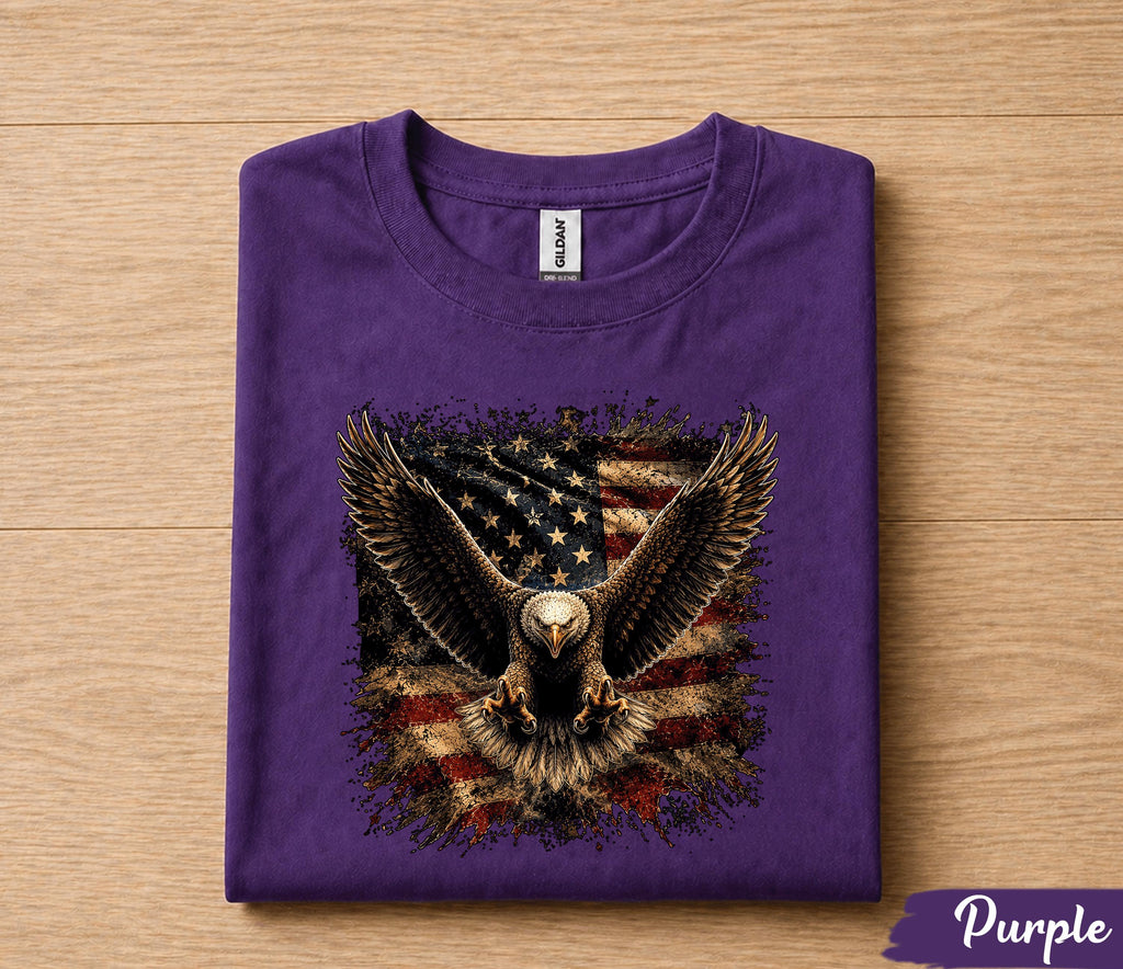 Patriotic Bald Eagle American Flag Shirt, Majestic Eagle Independence Day Tee, USA Freedom 4th of July T-Shirt Gift Forth of July